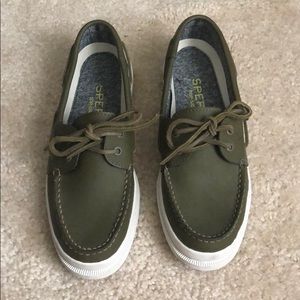 Olive Sperry Boat Shoes